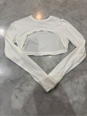 Coolibar Women’s UPF White Long Sleeve Cut-Out Crop Top